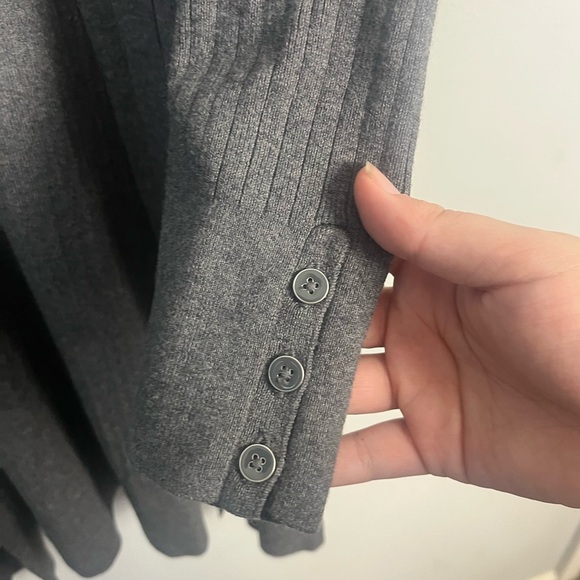 Talbots Woman Cardigan Sweater size XL Petite Gray Long Sleeve Cotton Blend - Picture 3 of 6